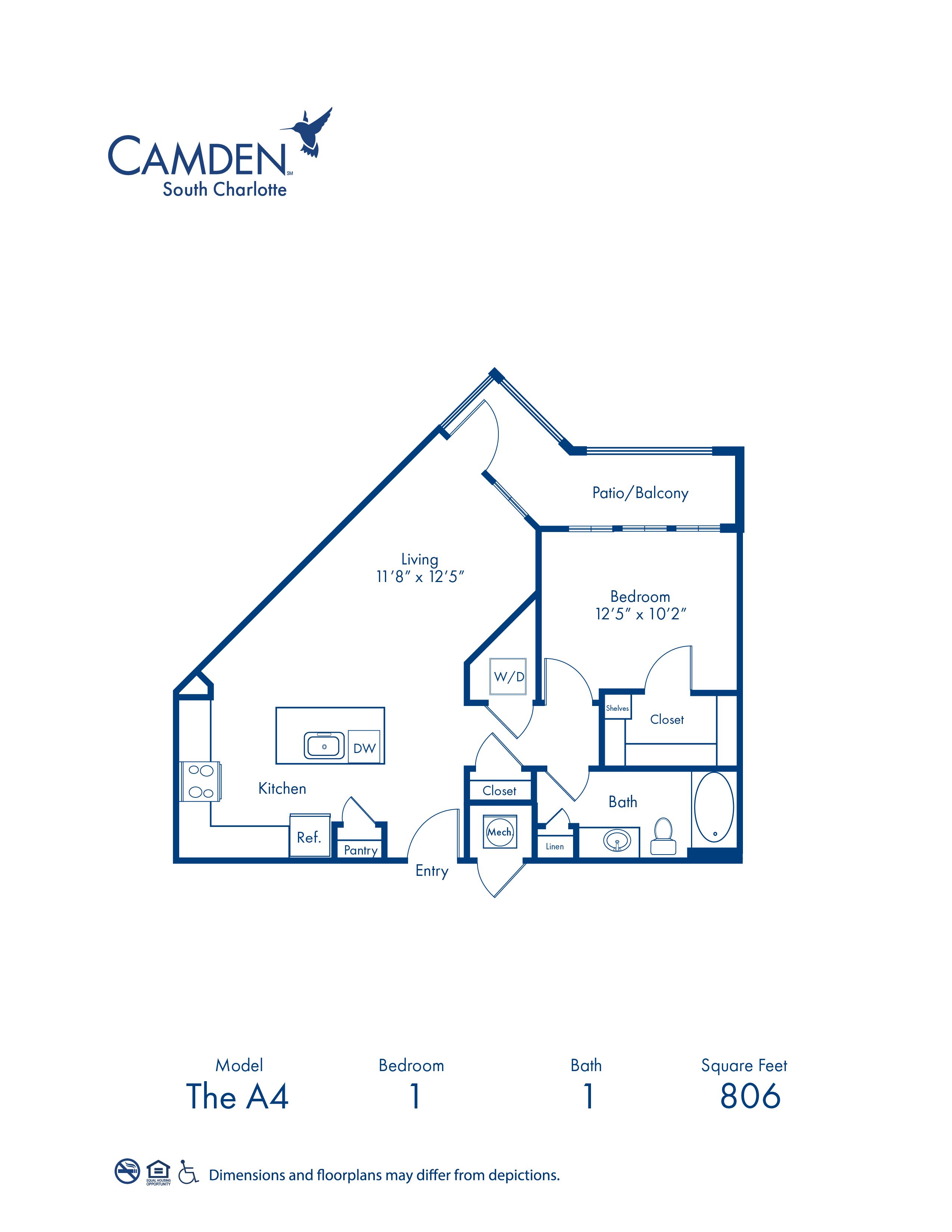 A4 floor plan blueprint at Camden South Charlotte