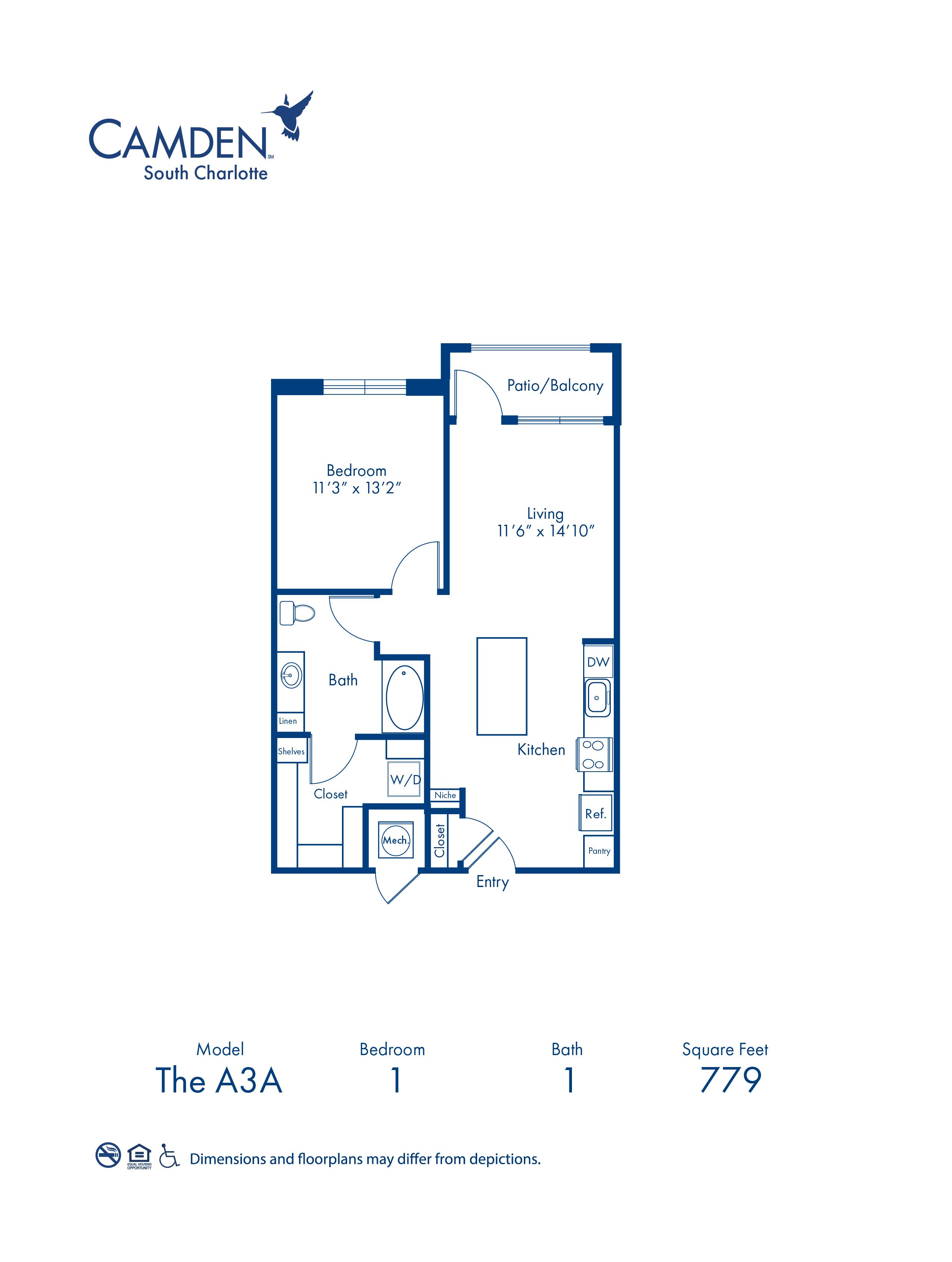 A3A floor plan blueprint at Camden South Charlotte