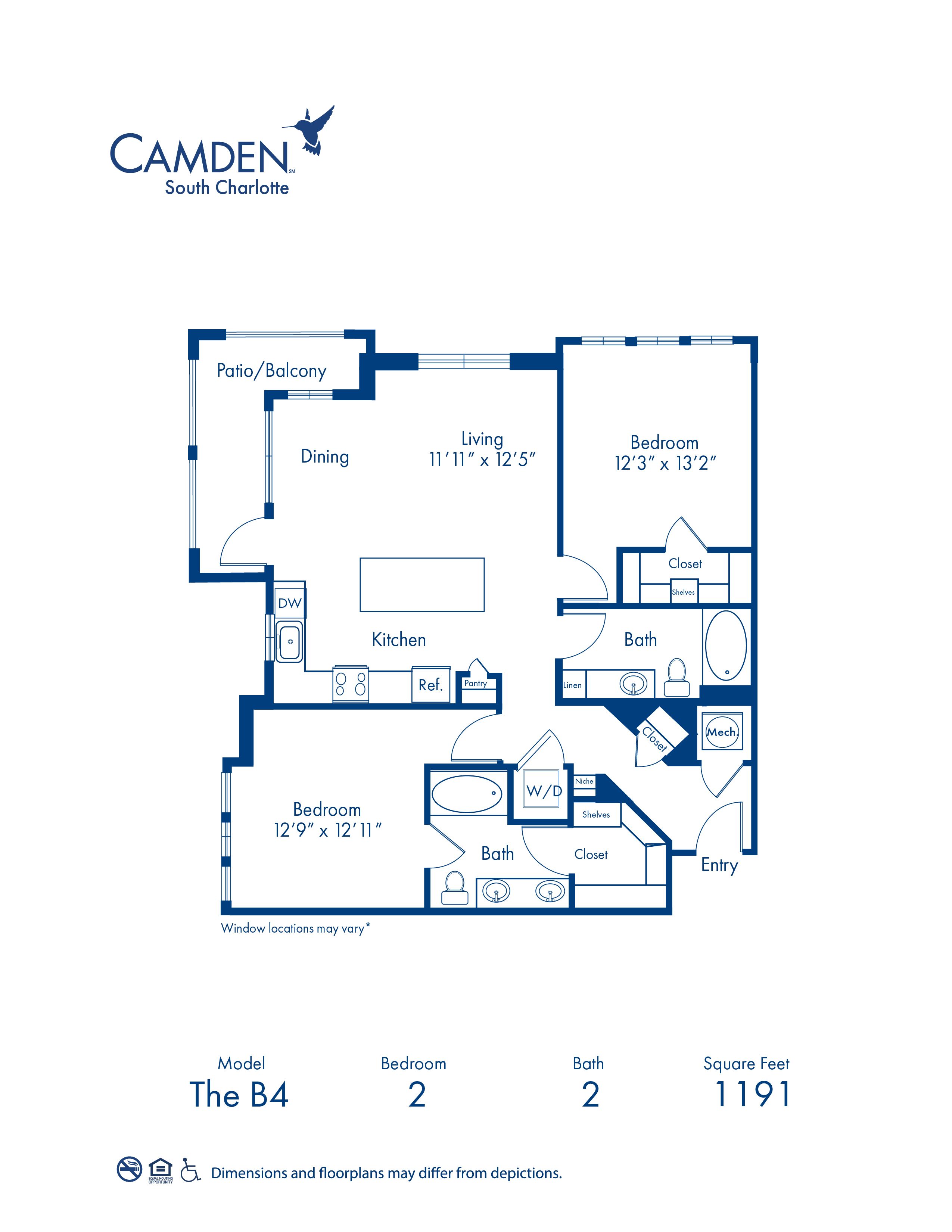 B4 floor plan blueprint at Camden South Charlotte