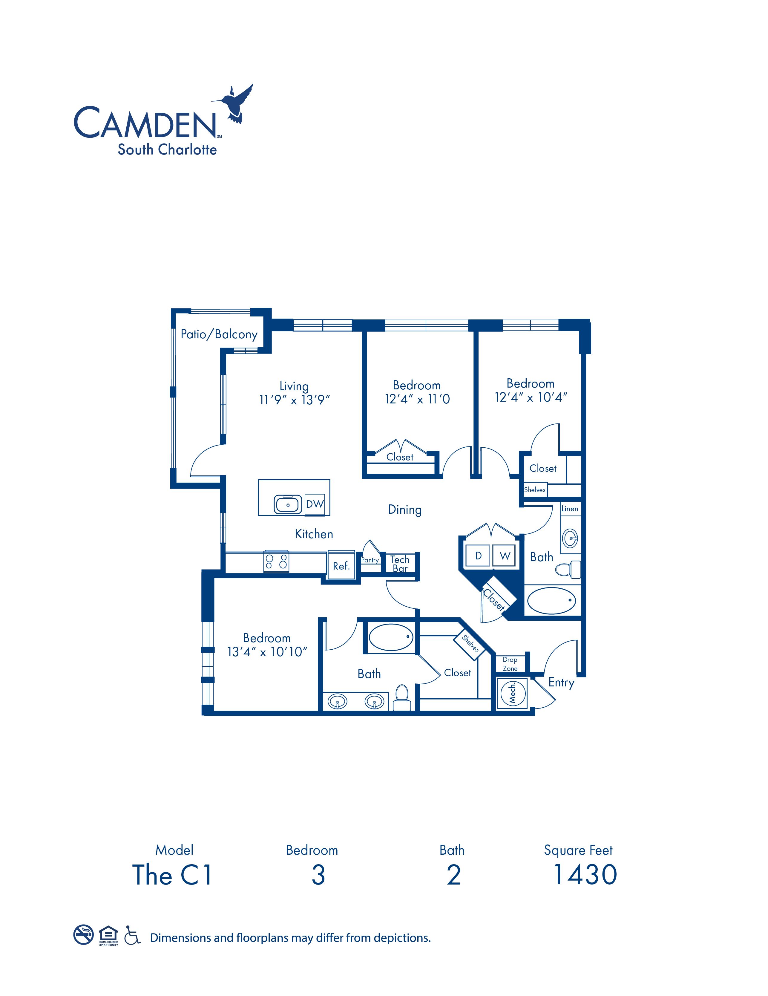 C1 floor plan blueprint at Camden South Charlotte