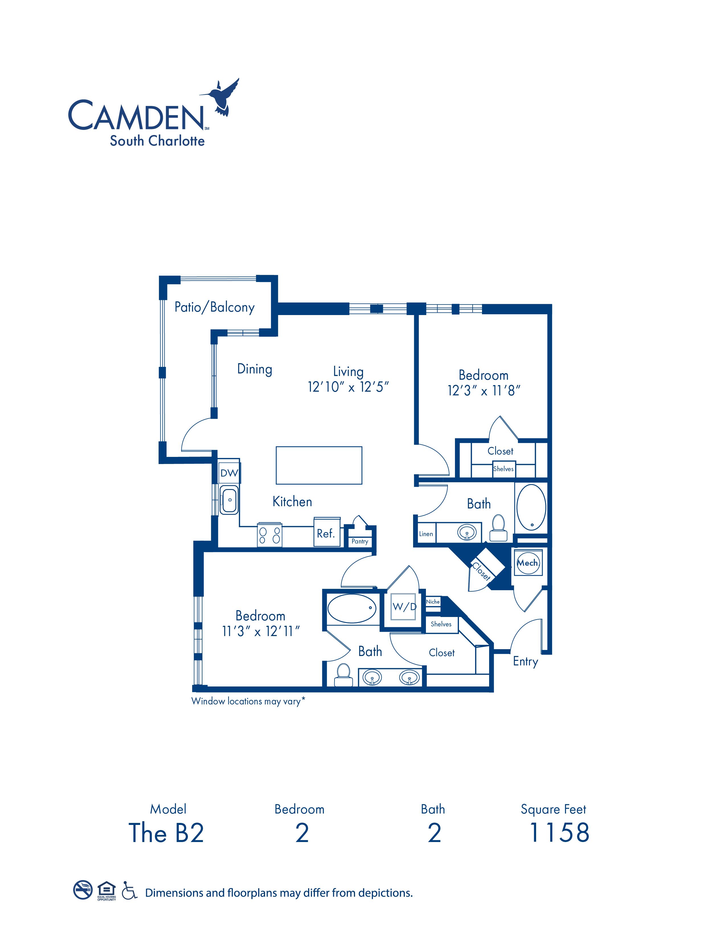 B2 floor plan blueprint at Camden South Charlotte