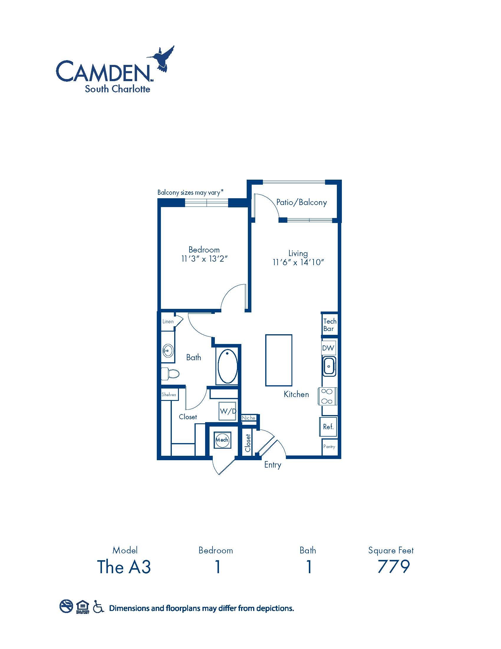 A3 floor plan blueprint at Camden South Charlotte