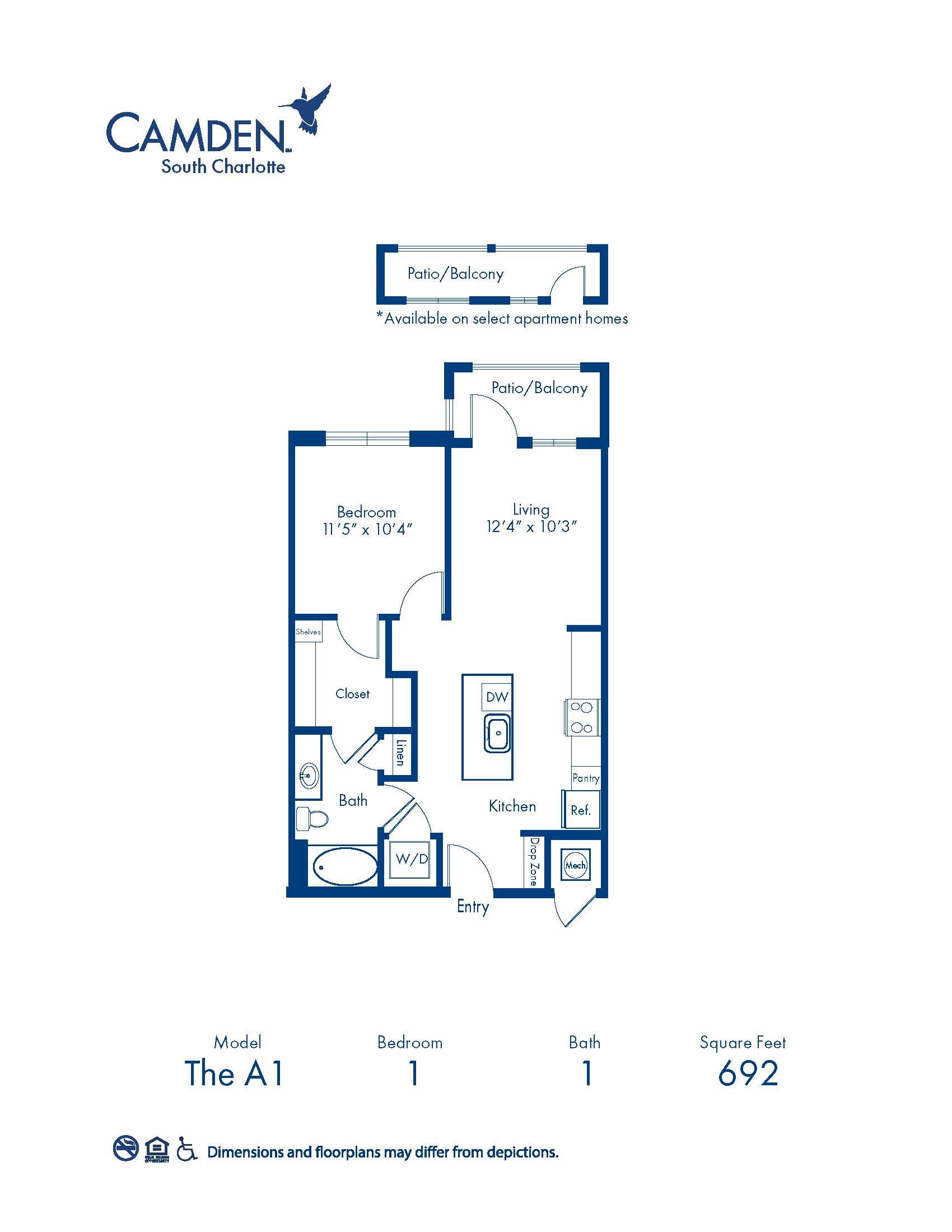 A1 floor plan blueprint at Camden South Charlotte
