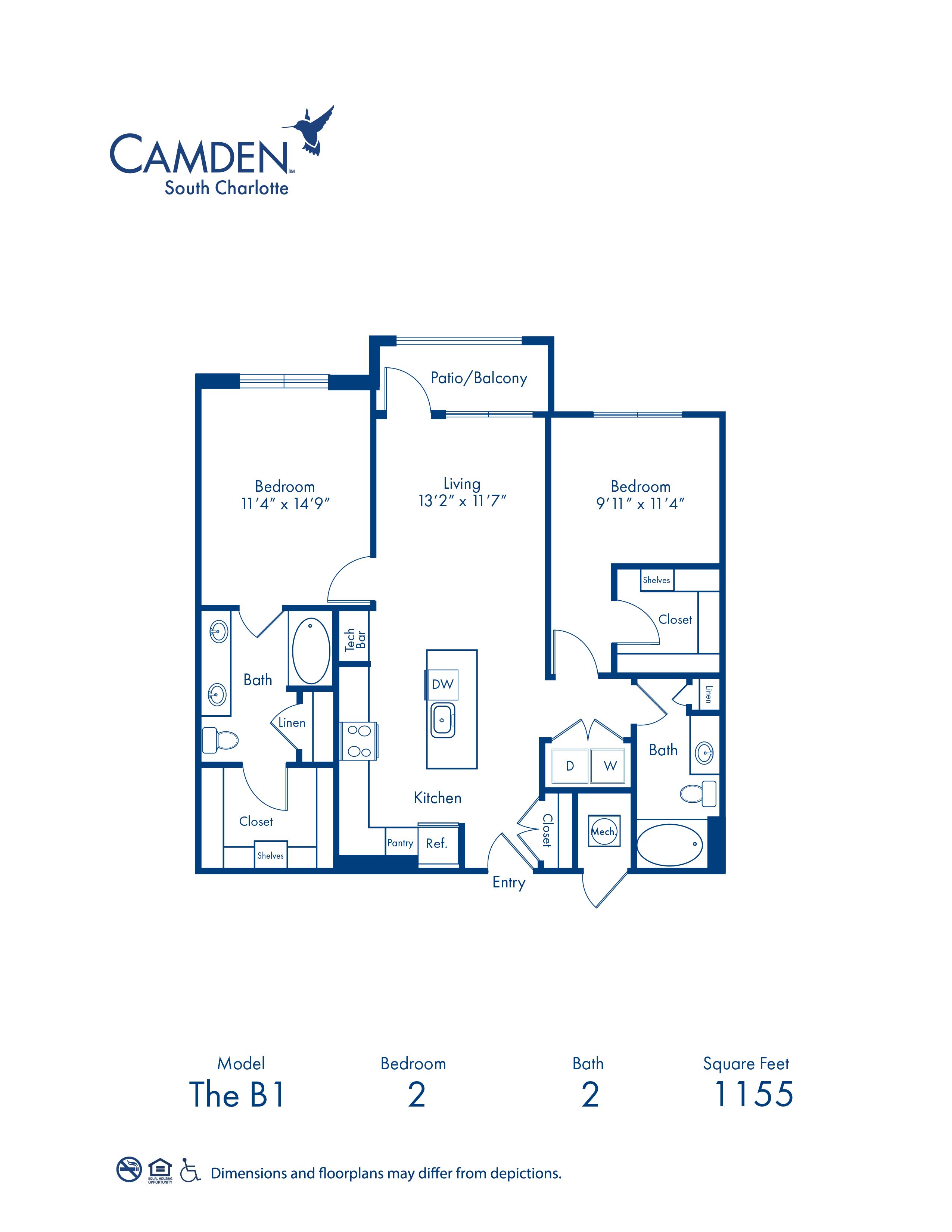 B1 floor plan blueprint at Camden South Charlotte