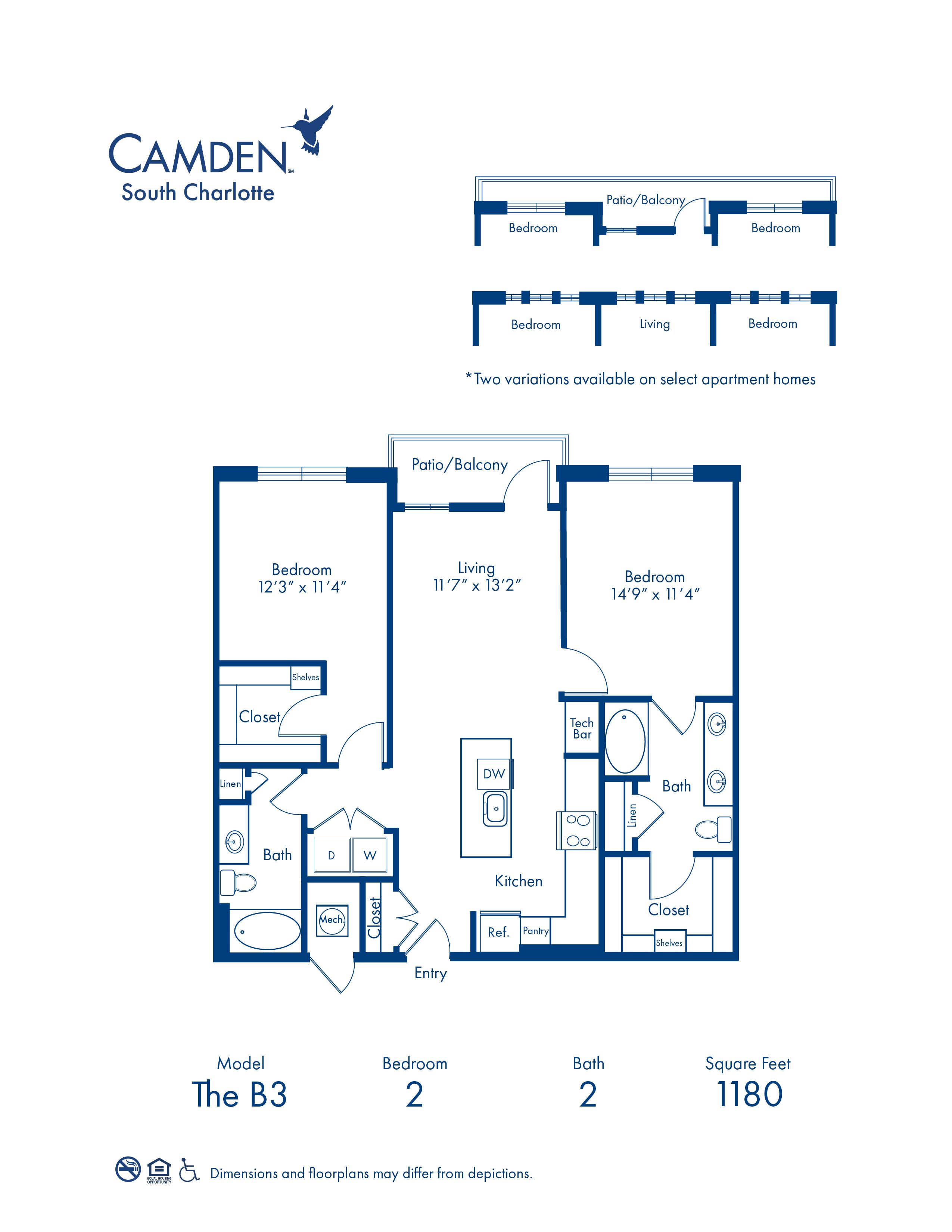 B3 floor plan blueprint at Camden South Charlotte