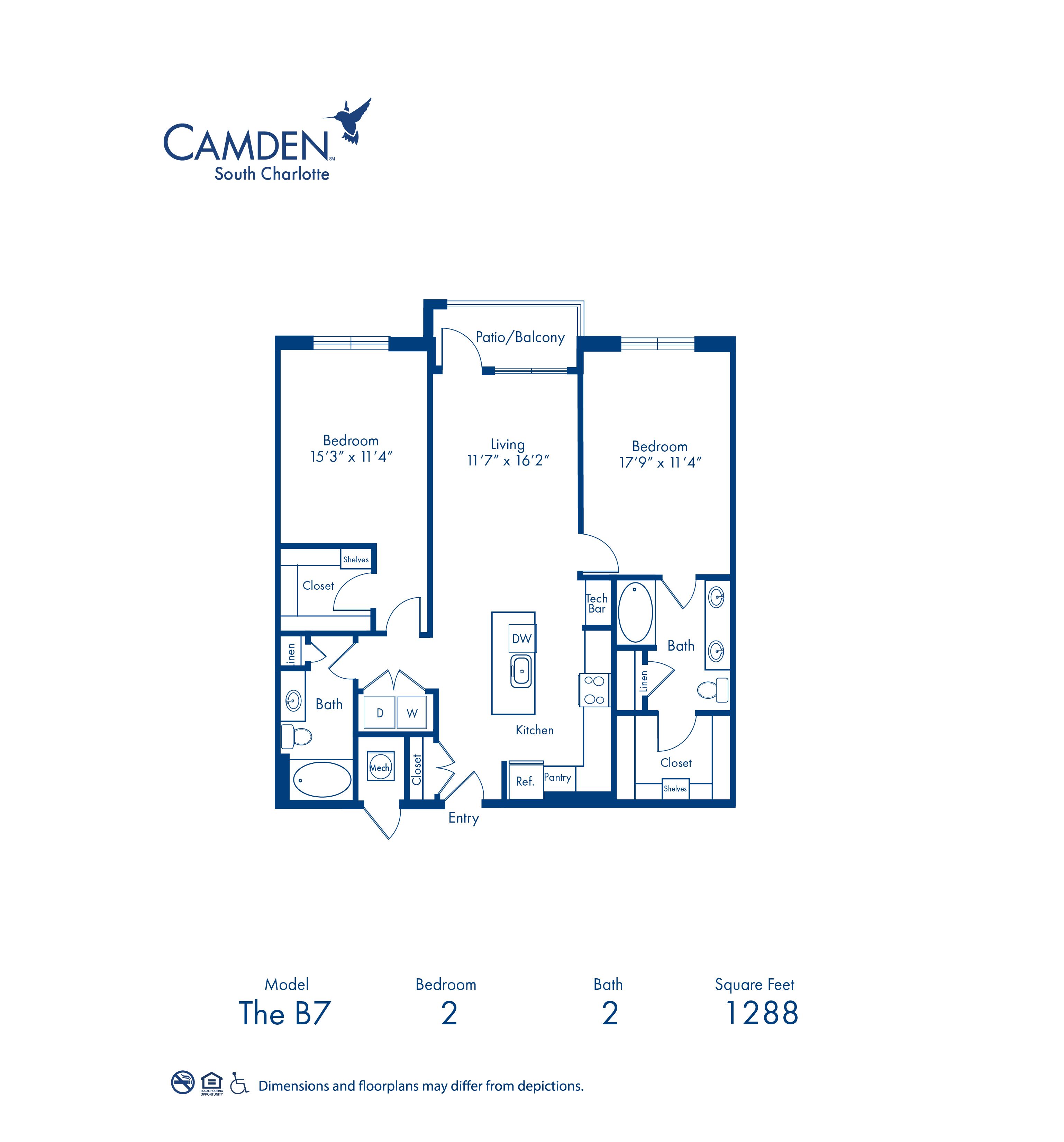 B7 floor plan blueprint at Camden South Charlotte